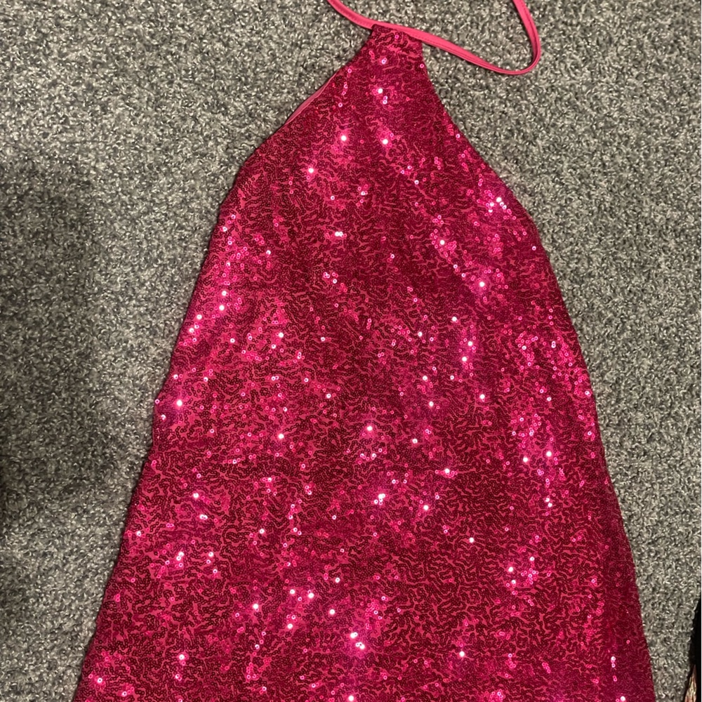 Pink sparkly low back dress